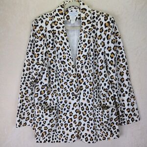 Vintage Lew Magram Womens Blazer XL Leopard Animal‎ Office Corpcore Maximalism